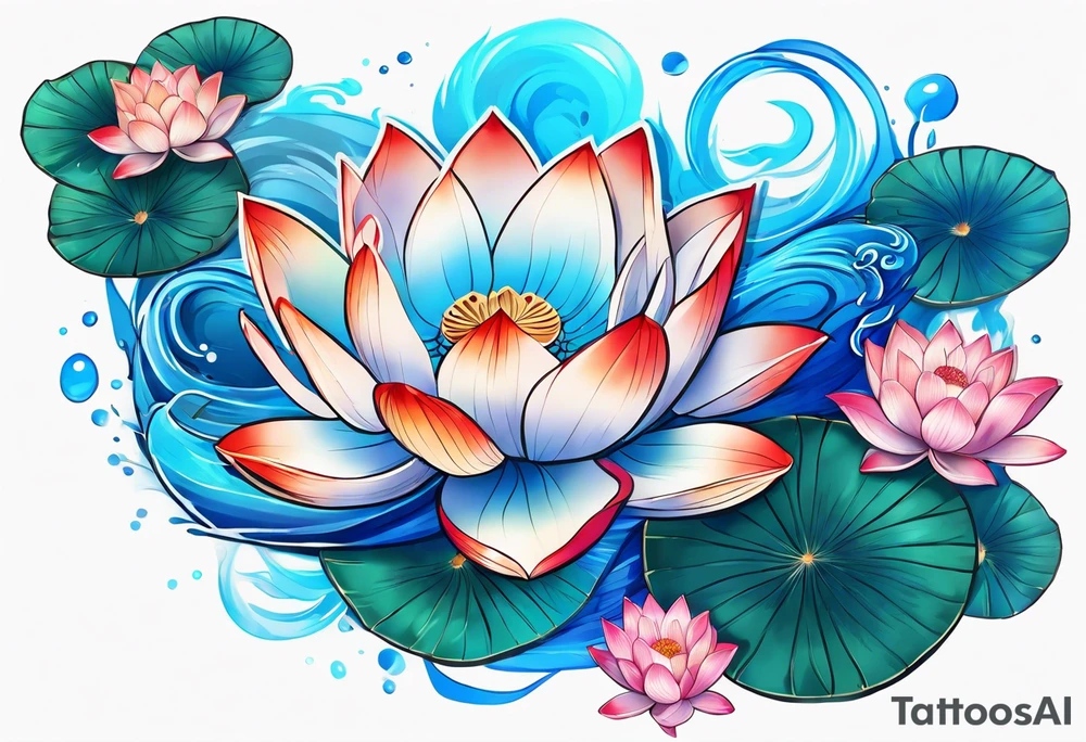 Blue Koi and lotus flower tattoo idea