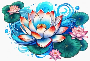 Blue Koi and lotus flower tattoo idea