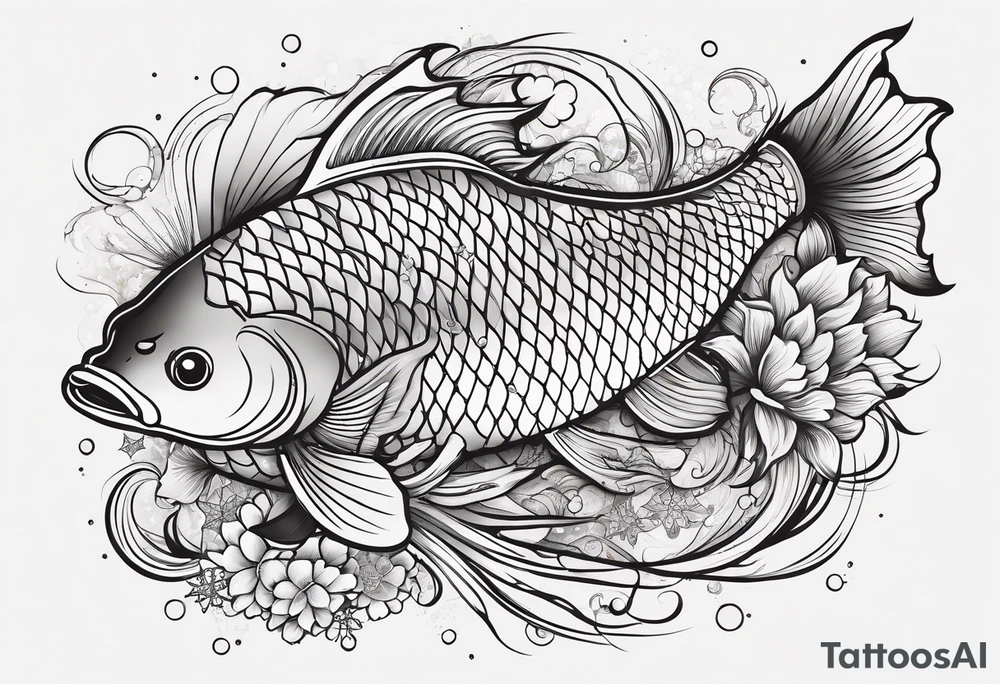 Constellation, animal fish koi carp, snowflake tattoo idea