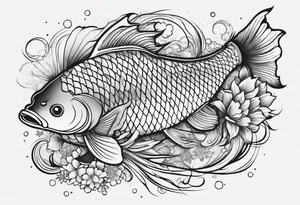 Constellation, animal fish koi carp, snowflake tattoo idea