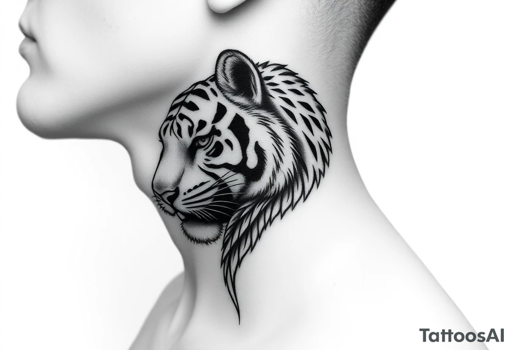 cyrillic russian + Macedonian tiger on the side of my left neck tattoo idea