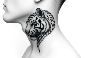 cyrillic russian + Macedonian tiger on the side of my left neck tattoo idea