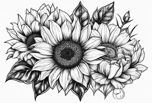 Sunflower,spray rose,carnations tattoo idea