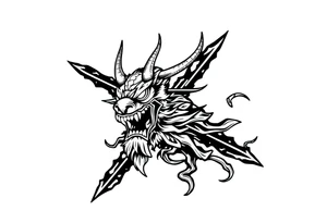 Abstract asterisk with a Japanese folklore demon tattoo idea