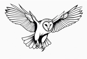 barn owl descending on prey very few lines abstract tattoo idea