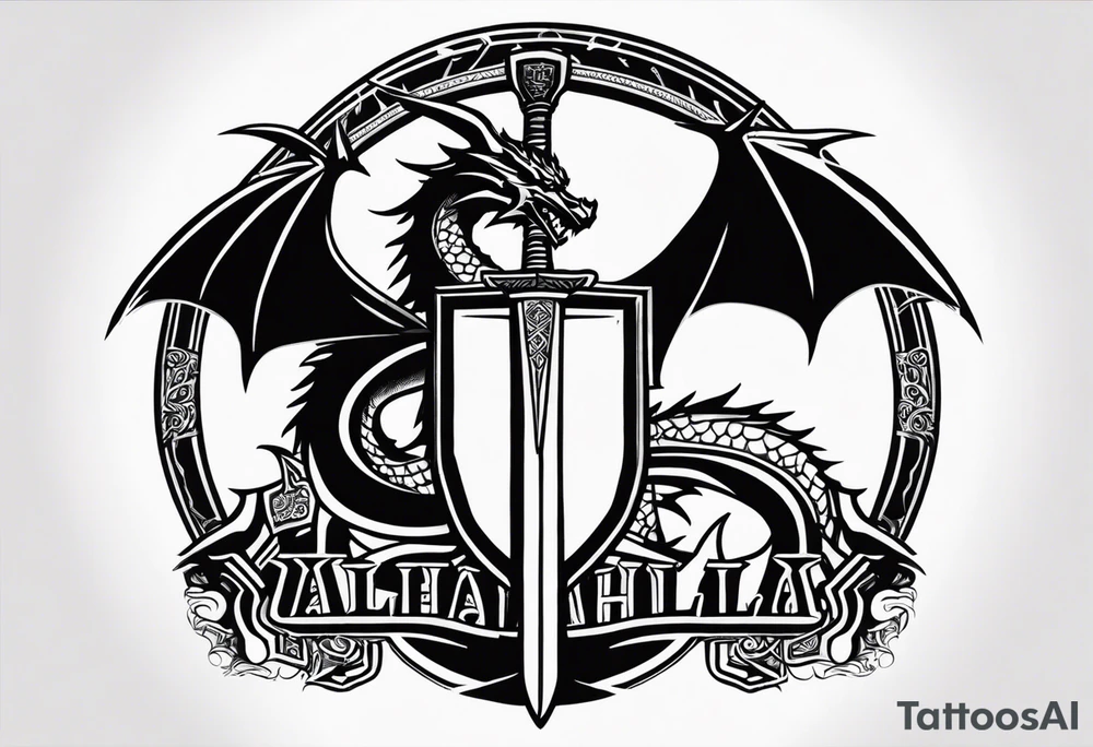 Valhalla sword shield dragon
stairs tattoo idea