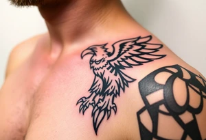 magastic eagle with paper in ita claws tattoo idea