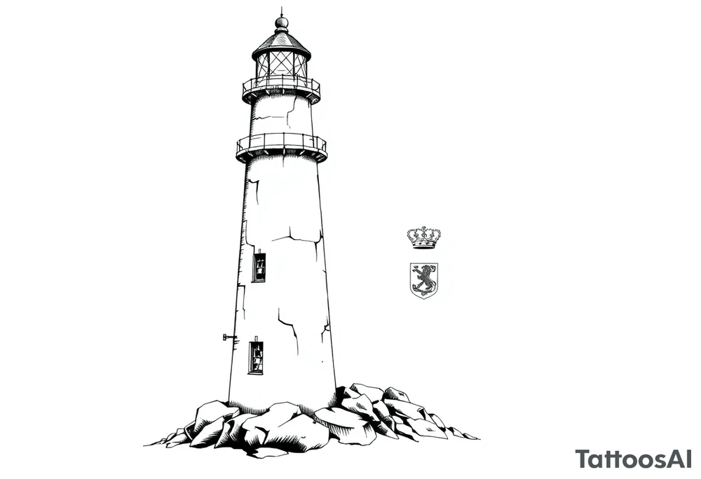 Lighthouse with coat of arms tattoo idea