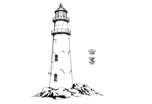 Lighthouse with coat of arms tattoo idea