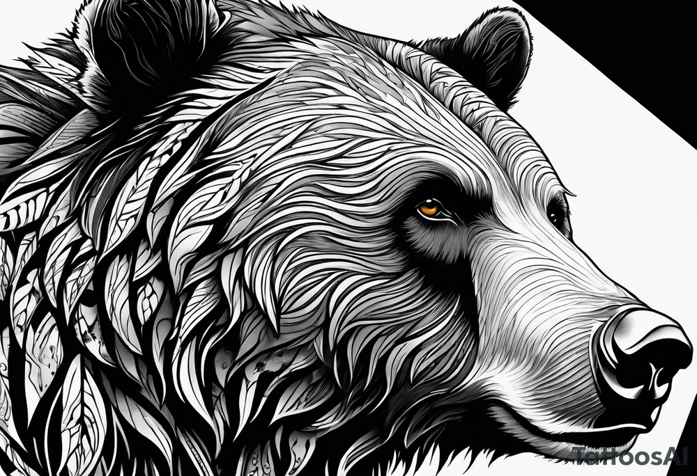 Grizzly Bear with a look of strength in their eyes tattoo idea