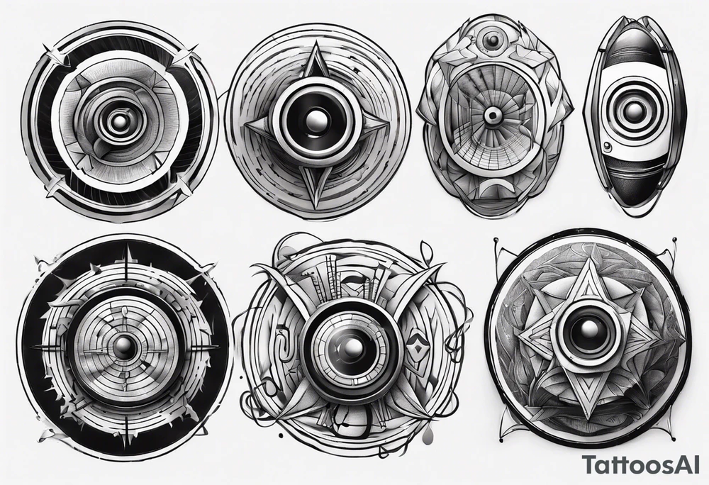 round speaker izometric view tattoo idea