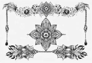 Ankle bracelet tattoo with ornamental style and larger in the centre tattoo idea