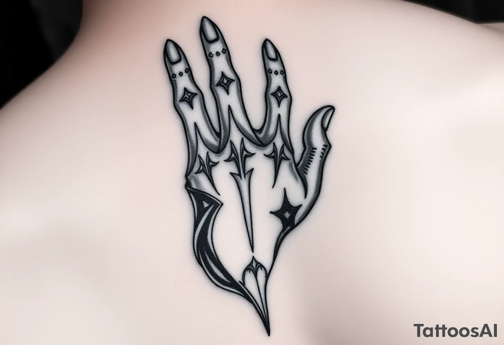Design a hand tattoo based on dark romance tattoo idea