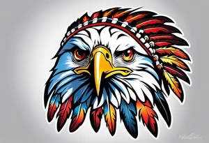 Eagle with native war bonnet tattoo idea