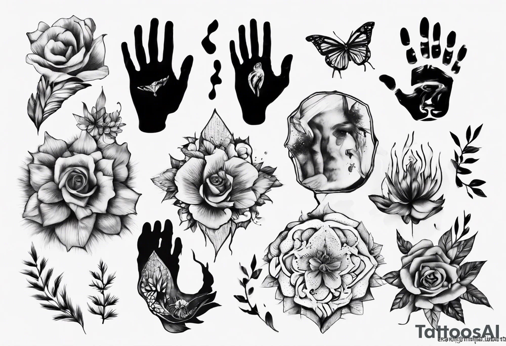 “Everything is Quiet Now” inside Handprint tattoo idea