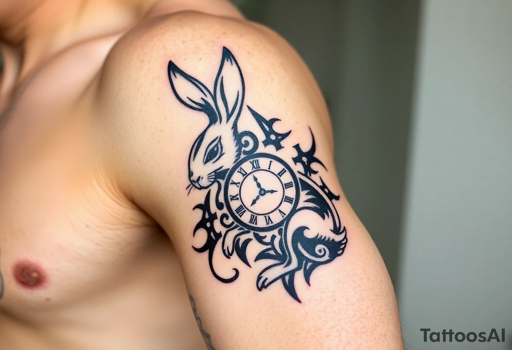 Rabbit with a Clock tattoo idea