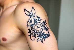 Rabbit with a Clock tattoo idea