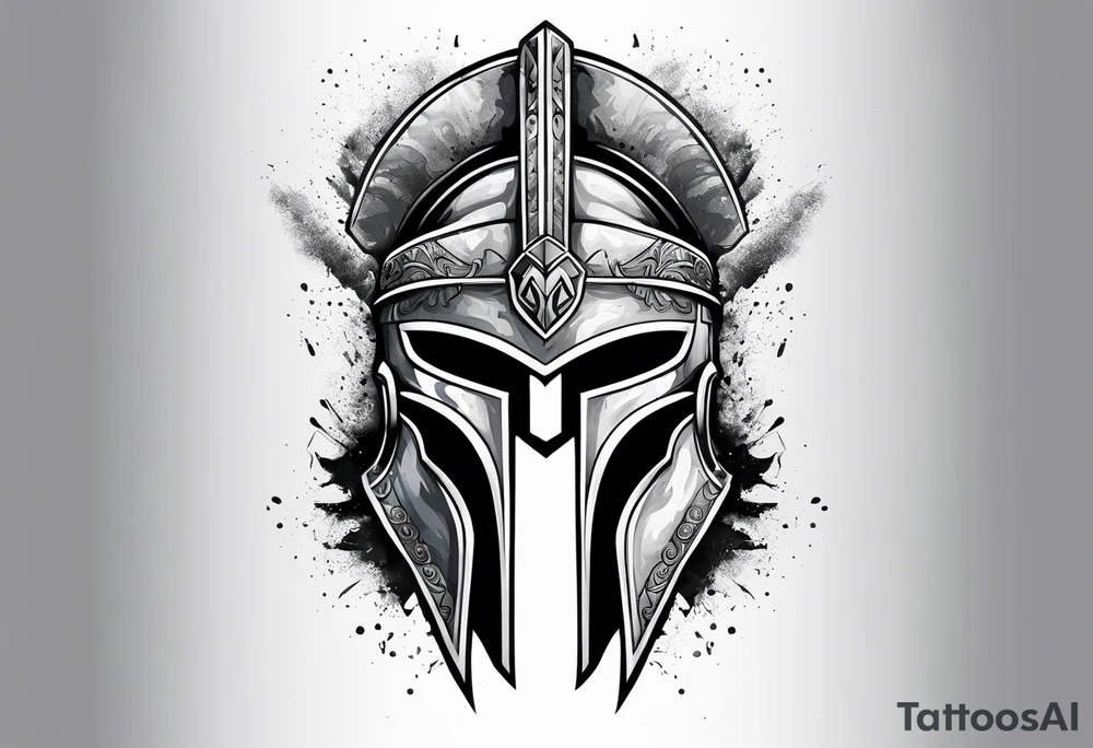 Spartan helmet with mist around tattoo idea