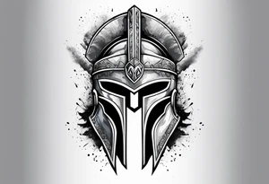 Spartan helmet with mist around tattoo idea