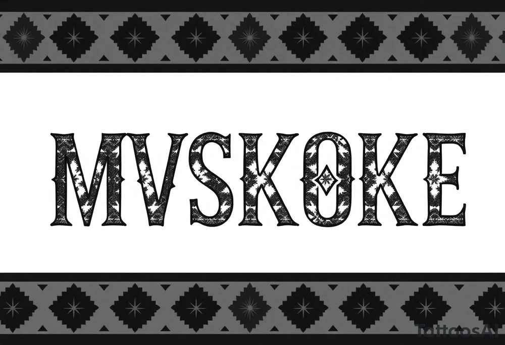 The word “MVSKOKE” shaded with Pendleton print tattoo idea