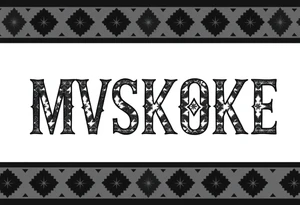 The word “MVSKOKE” shaded with Pendleton print tattoo idea