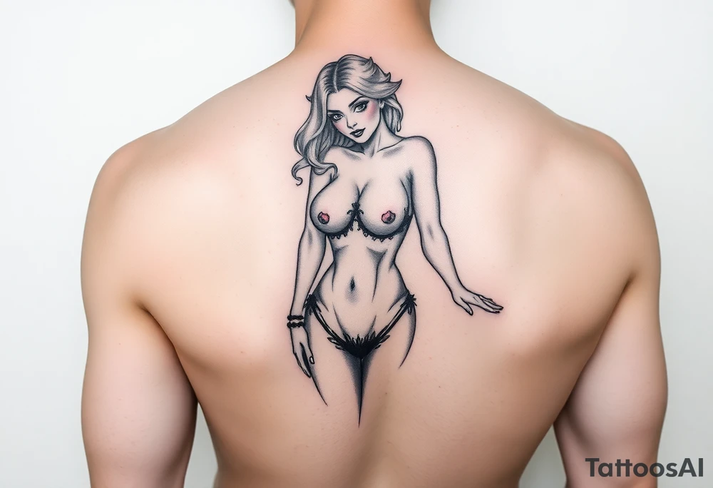 female nude sex dominiatrix, hip sized tattoo idea