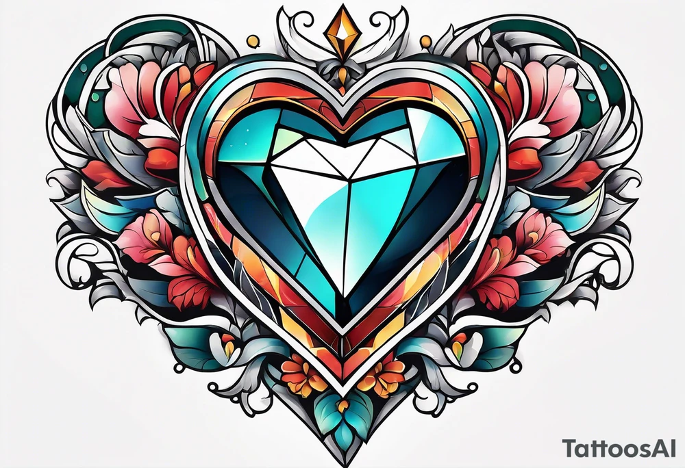 simple shape of a heart and dimond tattoo idea