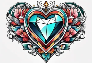 simple shape of a heart and dimond tattoo idea