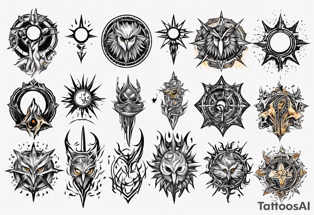 symbol eines Kriegers Wasser Eule Sonne 
Sapere Aude tattoo idea