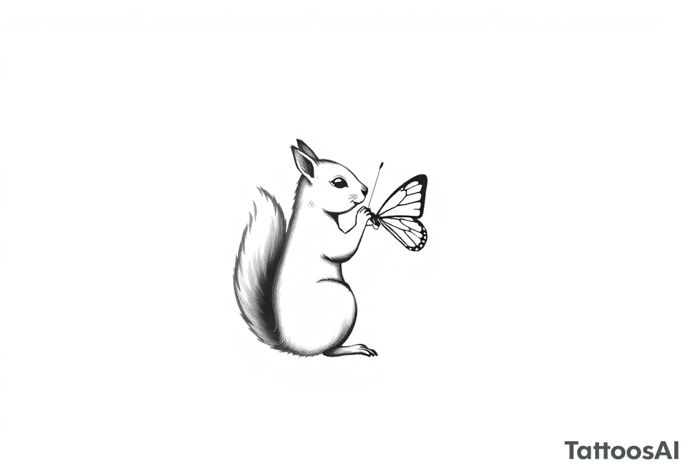 Squirrel kissing butterfly tattoo idea