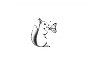 Squirrel kissing butterfly tattoo idea