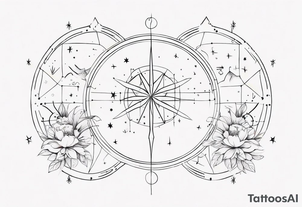 Multiple constellation (cancer, virgo, scorpio), fine lines, no flowers tattoo idea