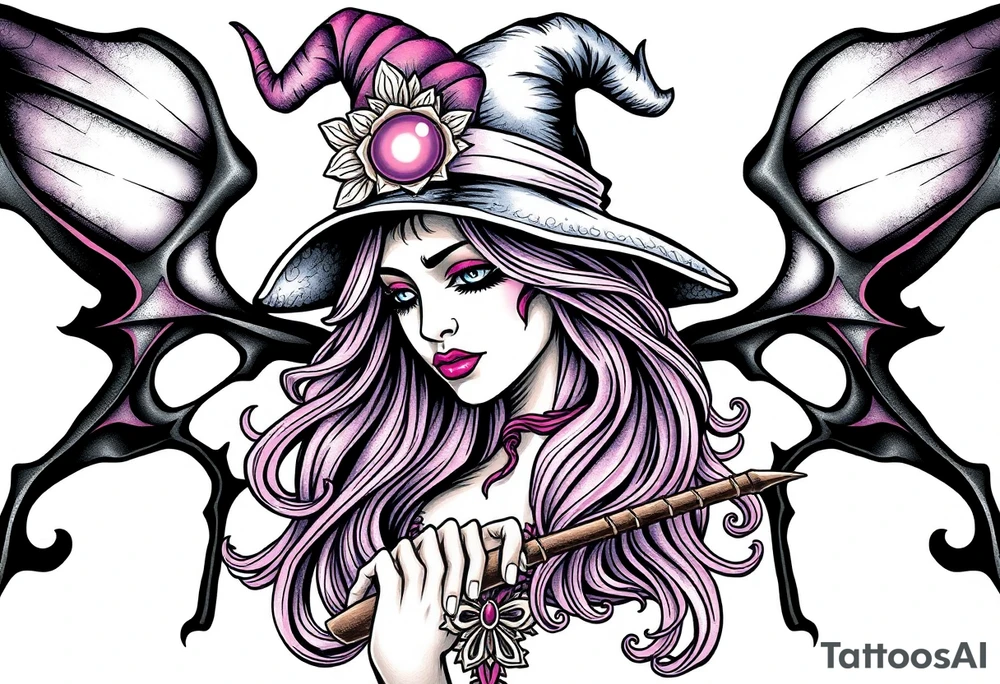 Beautiful witch tattoo idea