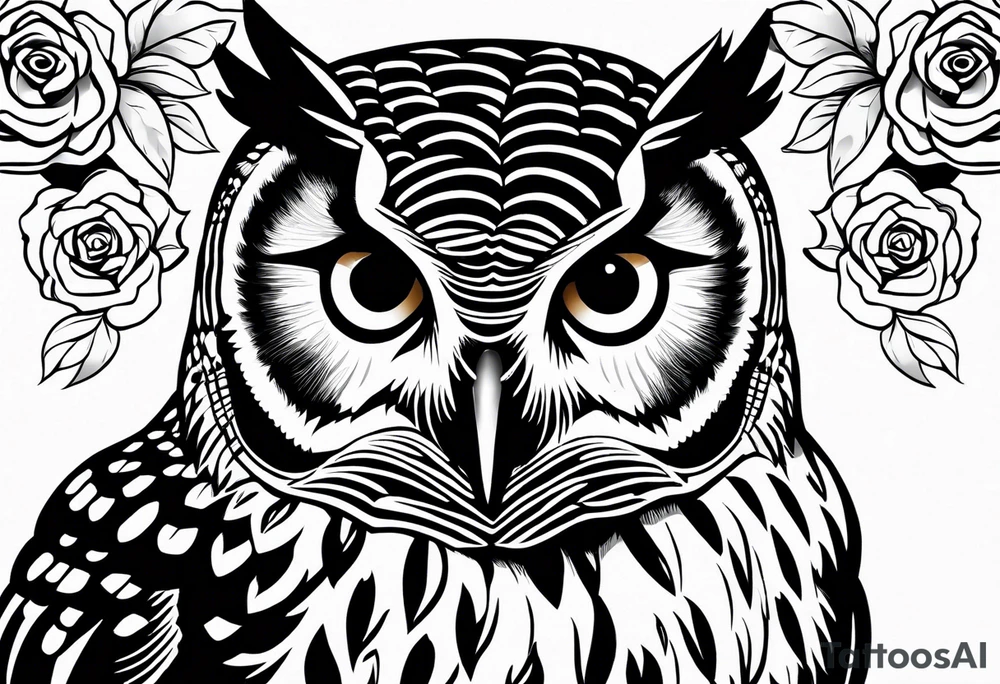 Barred owl with a rose tattoo idea