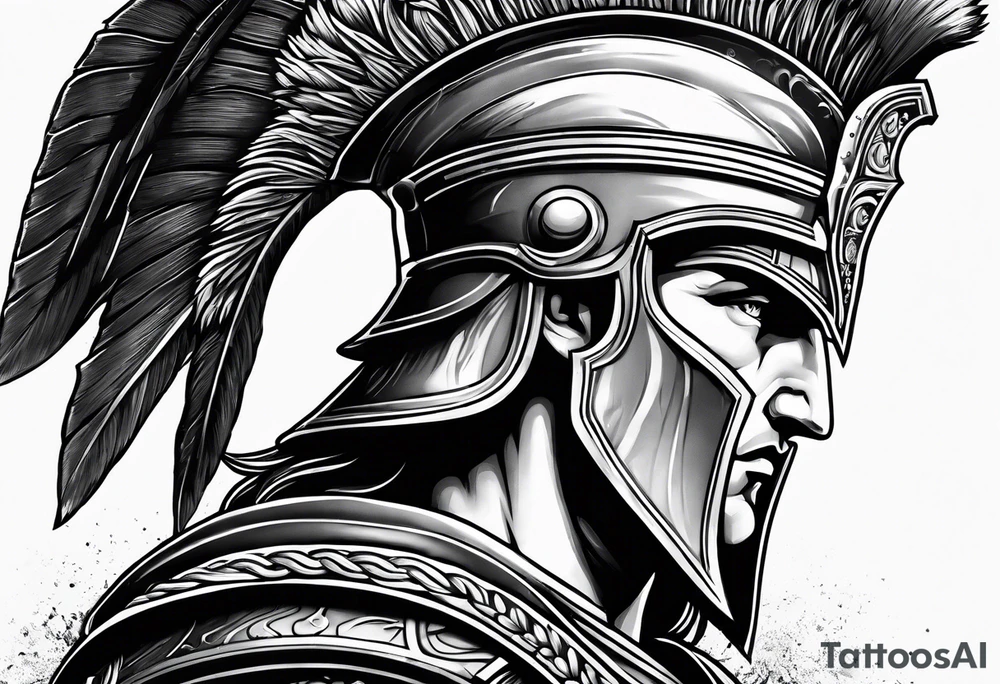 achilles the greek god with the spartan helmet tattoo idea