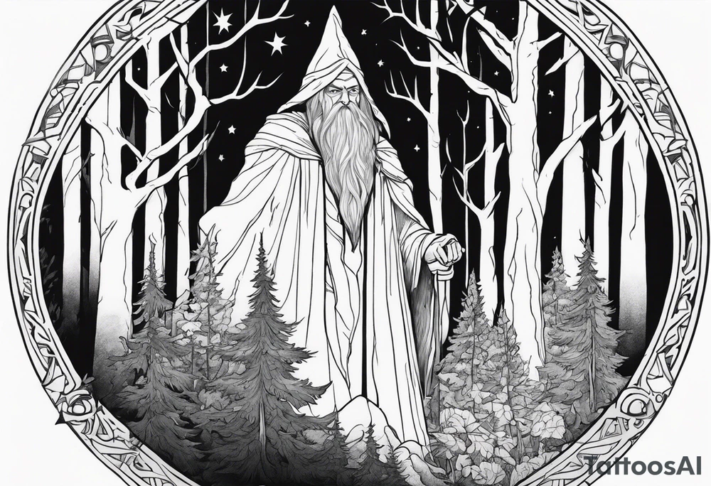 wizard in the forest tattoo idea