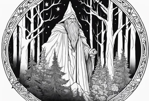 wizard in the forest tattoo idea