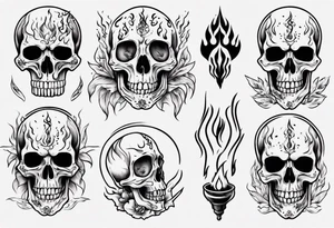 skeleton with flames tattoo idea