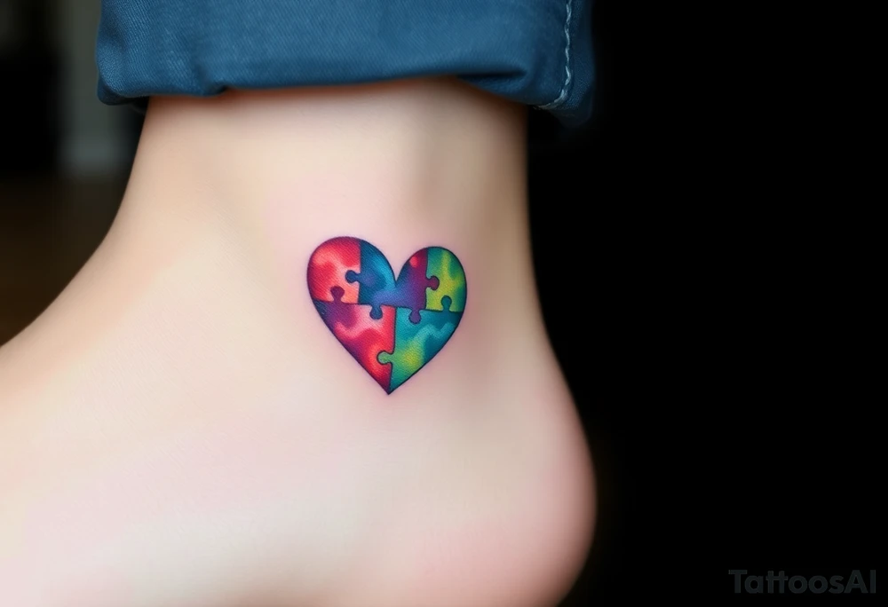 autism heart puzzle shape symbol tattoo idea