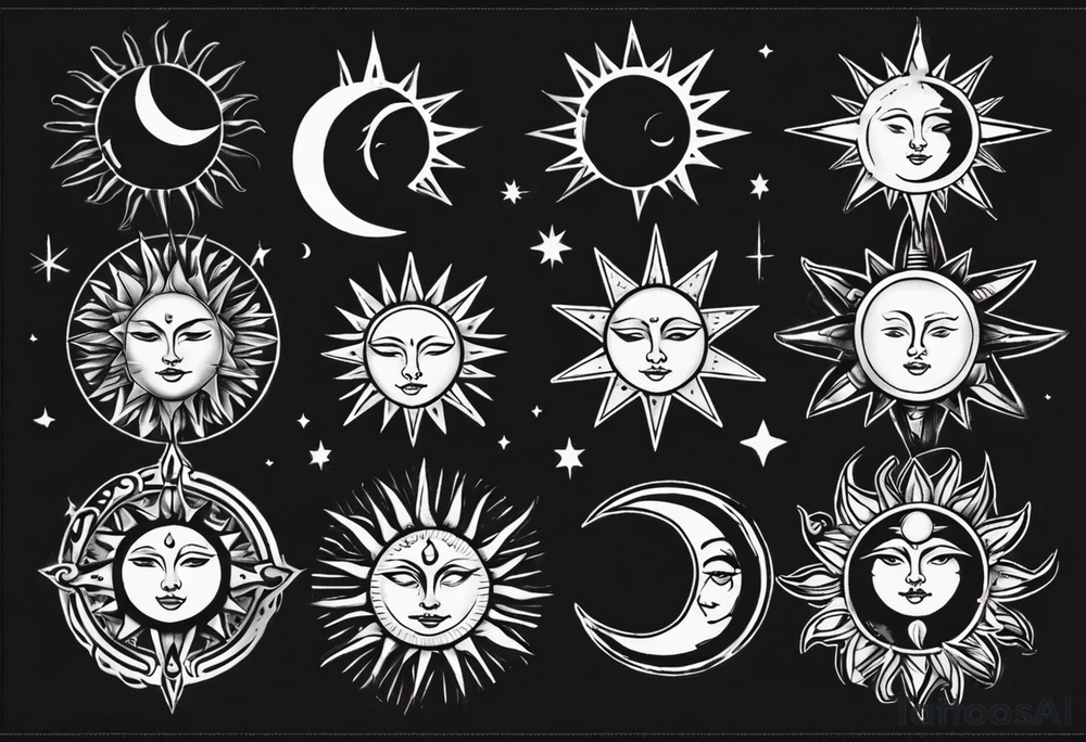 Sun star and moon tattoo idea
