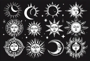 Sun star and moon tattoo idea