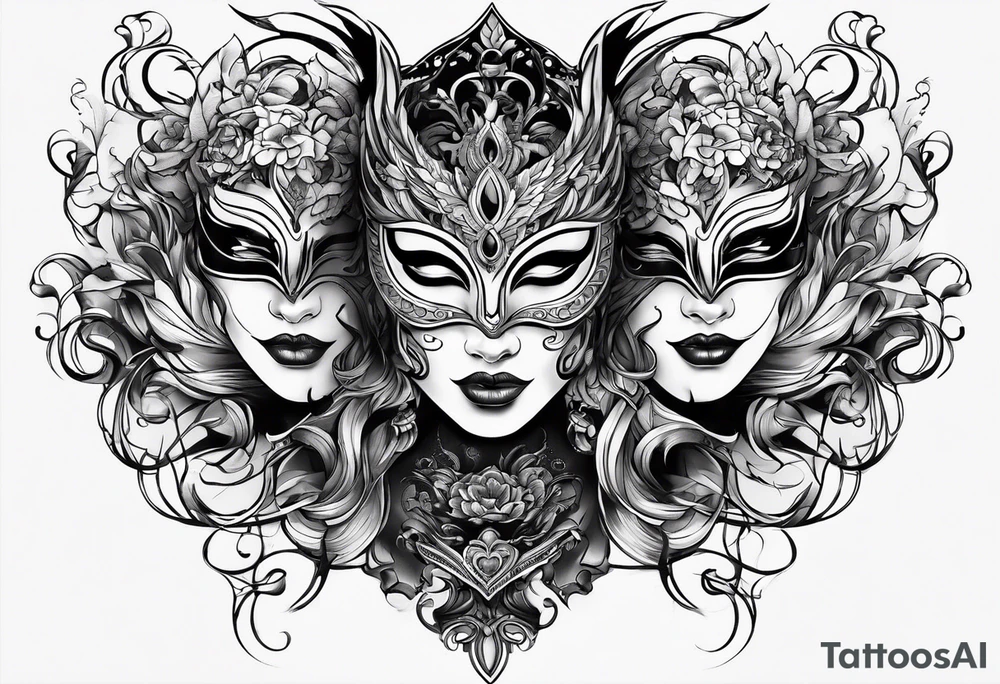 Cool Tattoo Drama two Mask tattoo idea