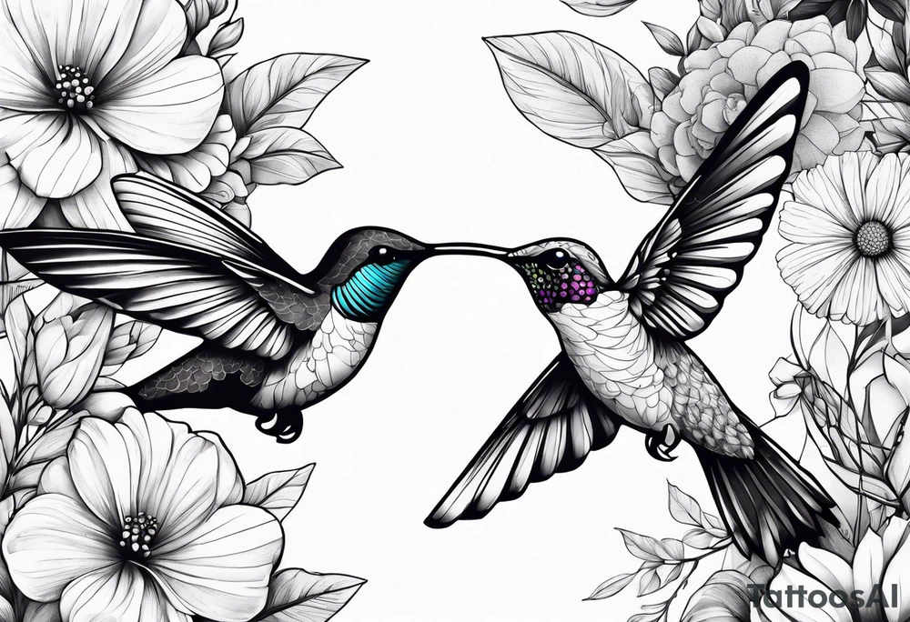 flowers butterflies hummingbird shoulder tattoo tattoo idea