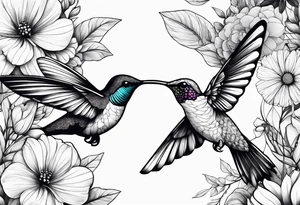 flowers butterflies hummingbird shoulder tattoo tattoo idea