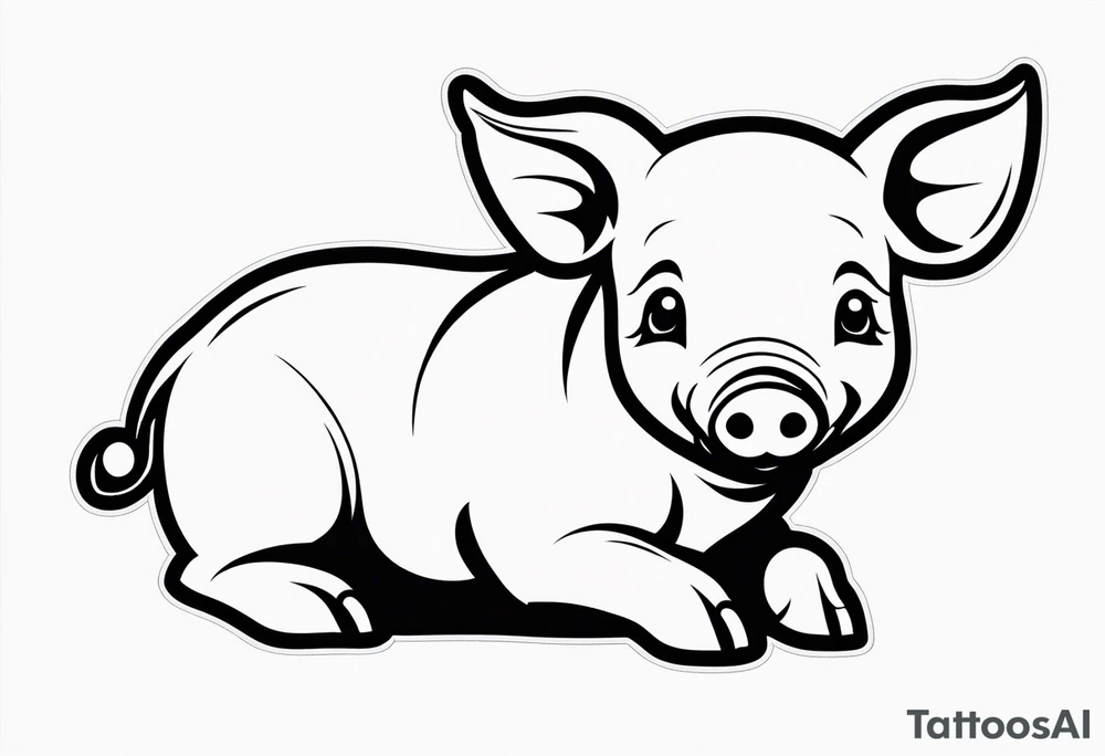 very cute piglet.
outline only.
black and white only.
only show the piglet. no extra lines or decoration.
no black shading tattoo idea