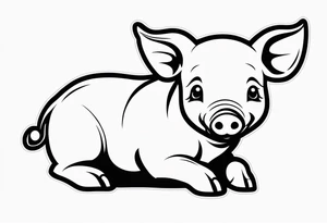 very cute piglet.
outline only.
black and white only.
only show the piglet. no extra lines or decoration.
no black shading tattoo idea