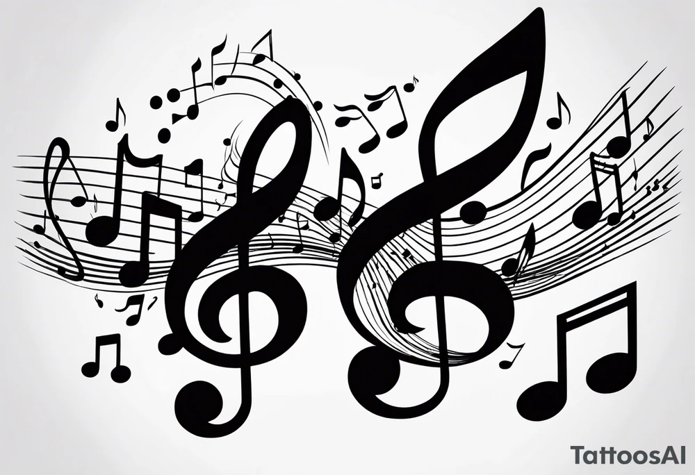 Musical notes connecting toddlers dancing tattoo idea
