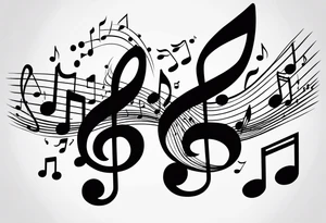 Musical notes connecting toddlers dancing tattoo idea