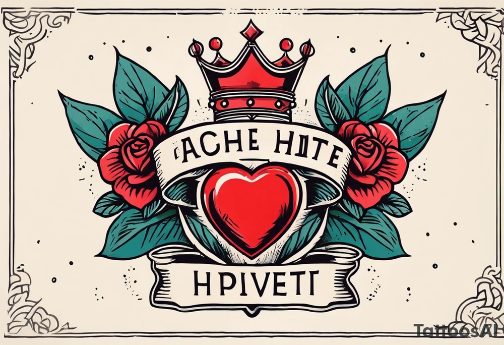 sacred heart vintage traditional tattoo simple sketch old school bold colors with banner christian
symbol
flowers crown on top of heart tattoo idea