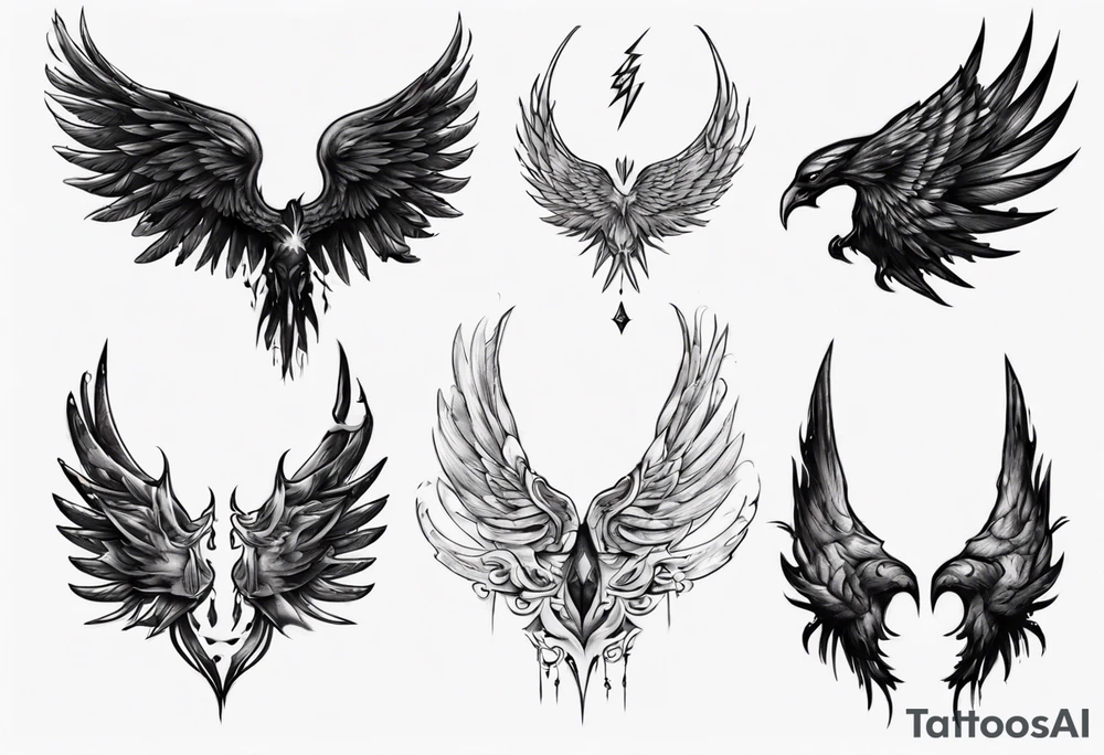 mysterious dark wings tattoo idea